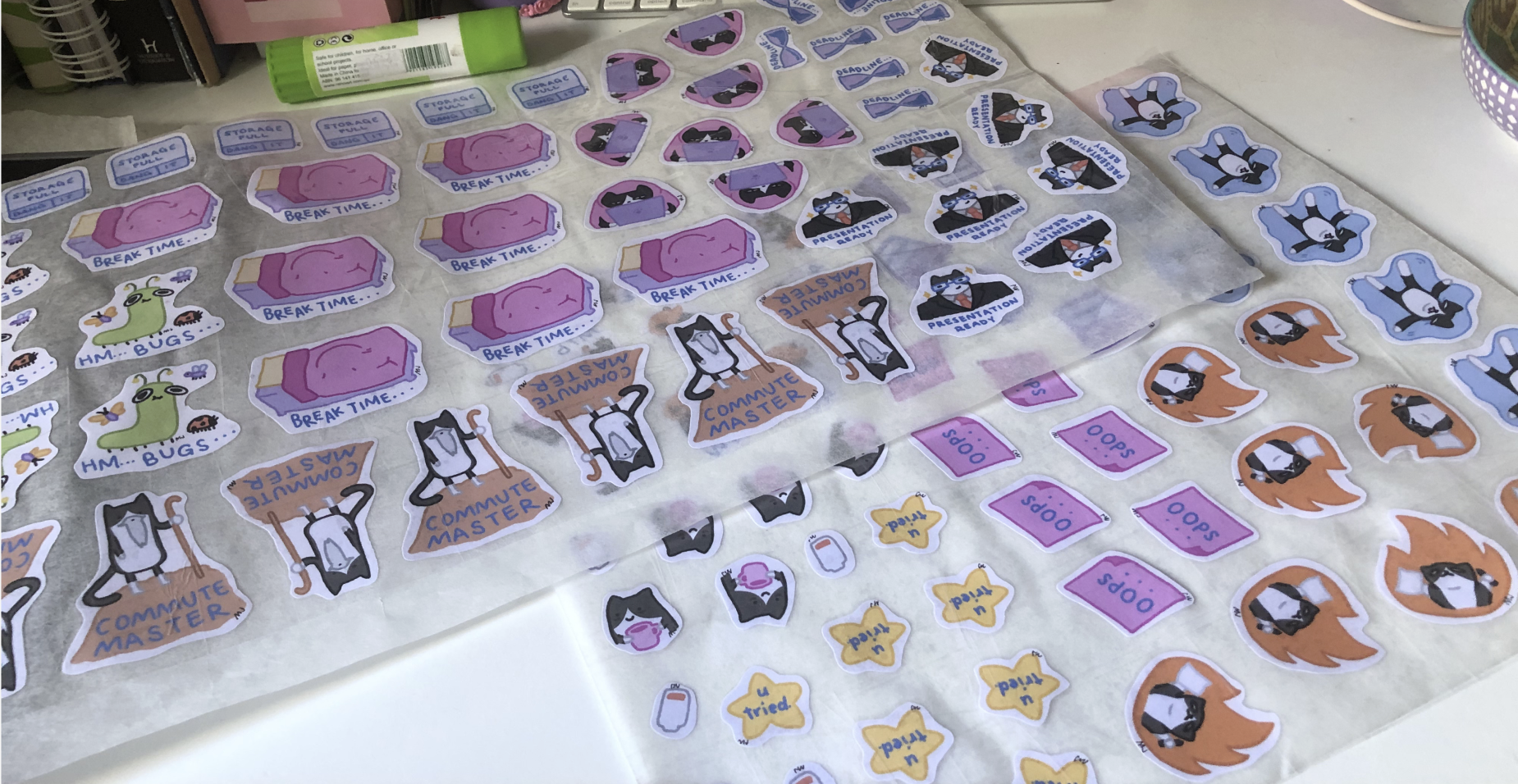 Stickers I made fitting a university/student theme 