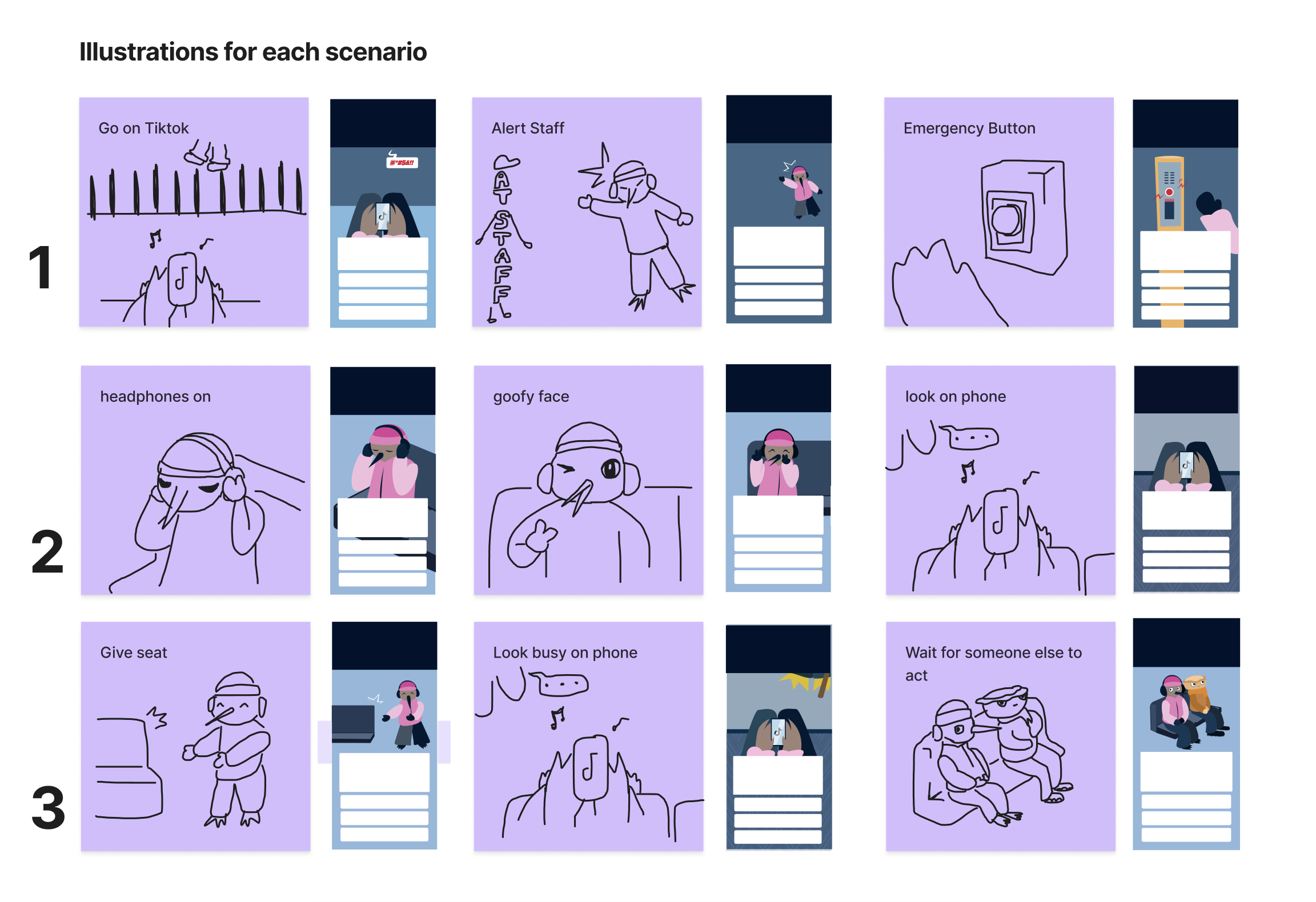 Branching scenario illustrations
